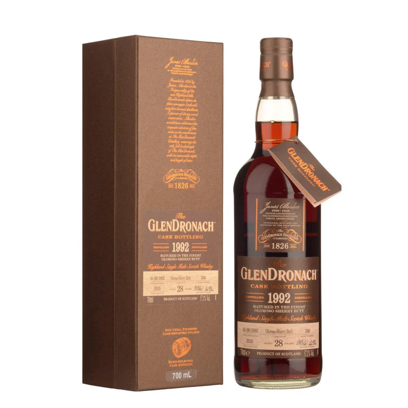 1992 Glendronach Single Cask No.336 Oloroso Sherry Butt Cask Strength 28 Year Old Single Malt Scotch Whisky (700ml)