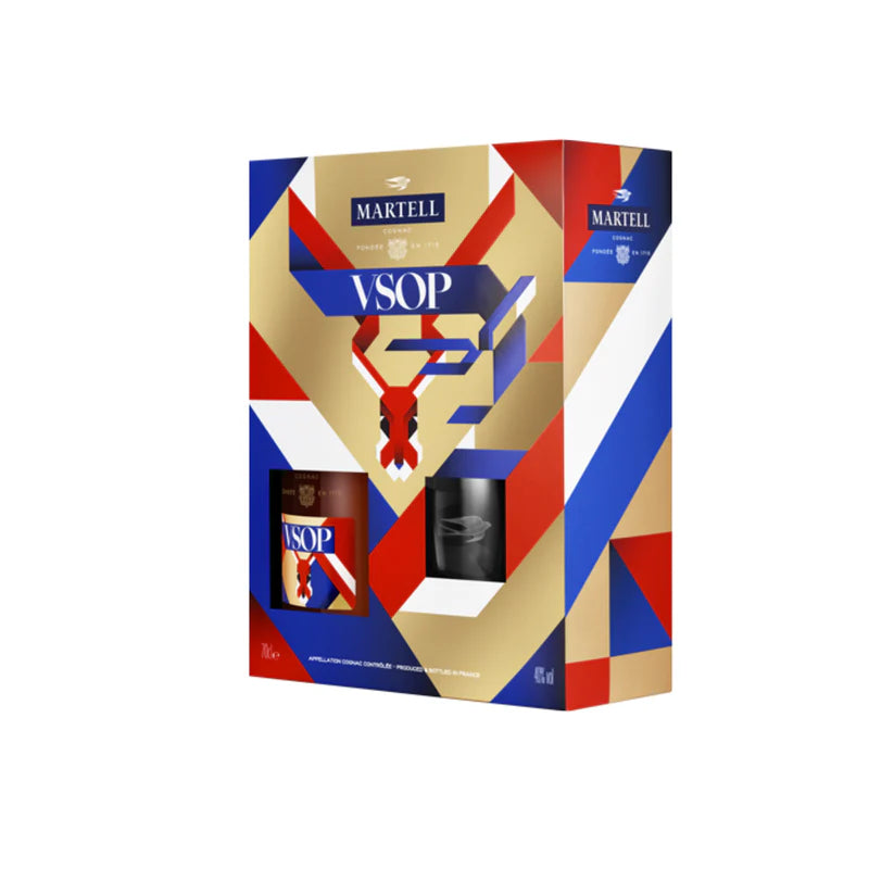 Martell VSOP Cognac 700mL Christoph Niemann Twin Tumbler Gift Pack