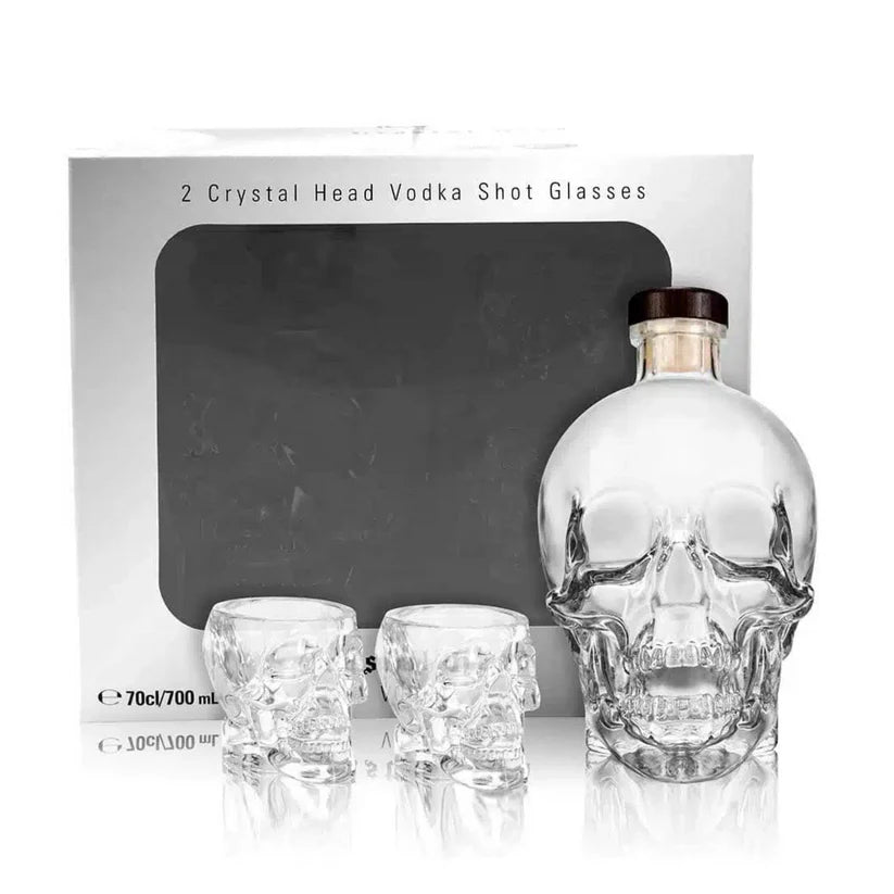Crystal Head Skull Decanter + 2 Shot Glasses Gift Pack Vodka 700mL