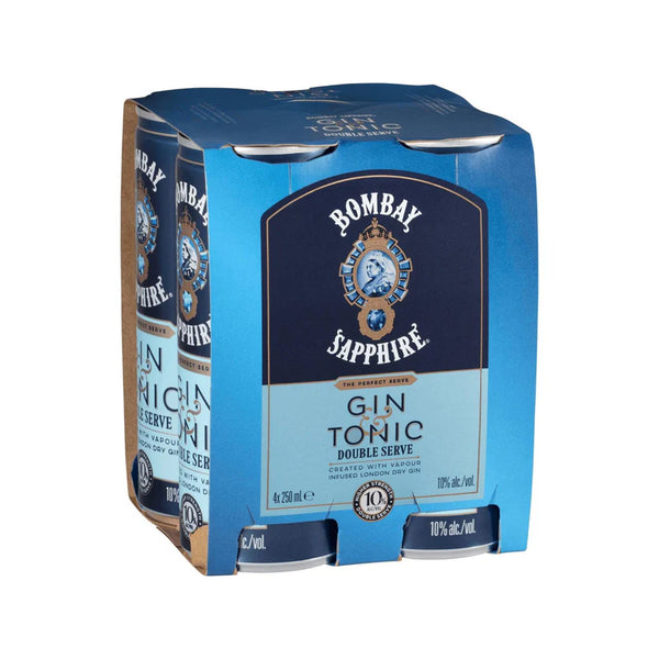 Bombay Sapphire Gin & Tonic Double Serve 10% Can 250ml