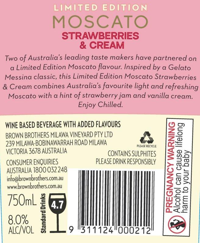 Brown Brothers Moscato Strawberries & Cream Limited Edition 750ml
