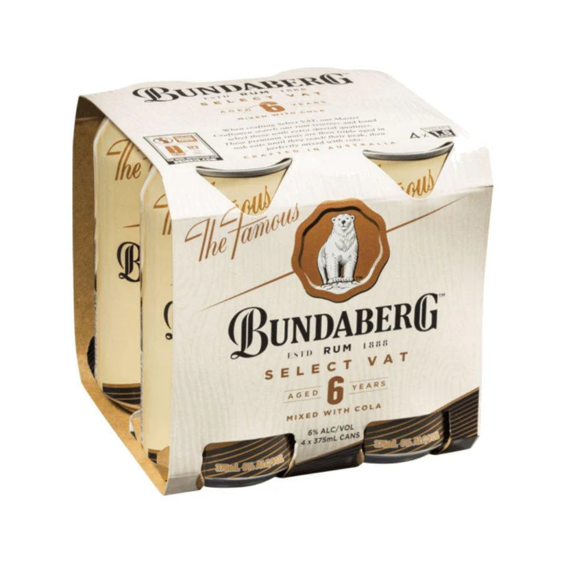 Bundaberg Select Vat Rum & Cola Cans 375mL
