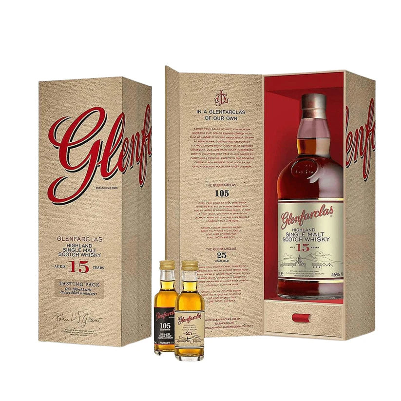 Glenfarclas 15 Year Old Single Malt Scotch Whisky Gift Pack (1x700ml And 2x50ml Bottles)
