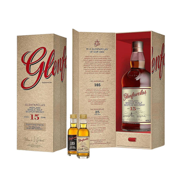 Glenfarclas 15 Year Old Single Malt Scotch Whisky Gift Pack (1x700ml And 2x50ml Bottles)