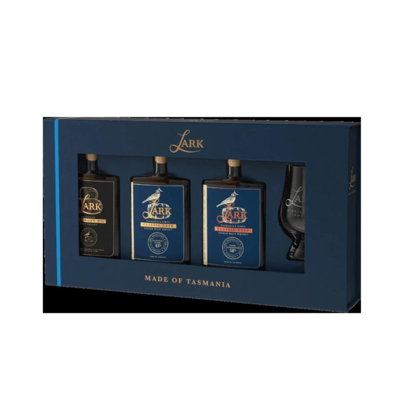 Lark Distillery Classic Flight Gift Pack 3x100ml with Glencairn Whisky Glass