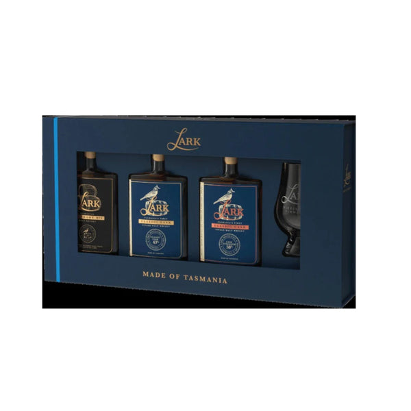 Lark Distillery Classic Flight Gift Pack 3x100ml with Glencairn Whisky Glass