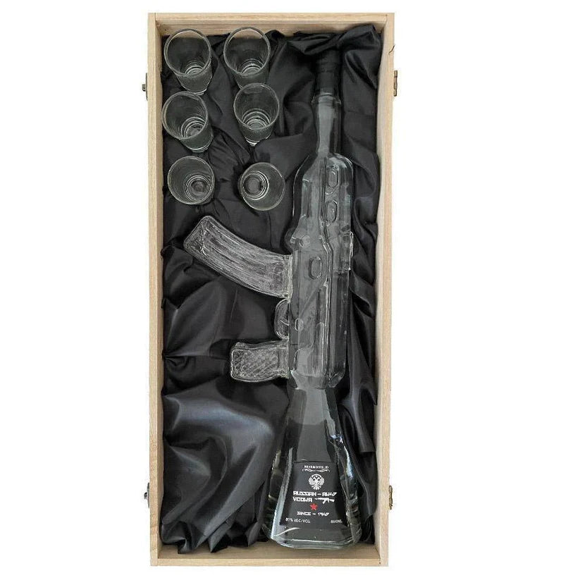Red Army AK-47 Russian Vodka with 6 Shot Glasses 800mL