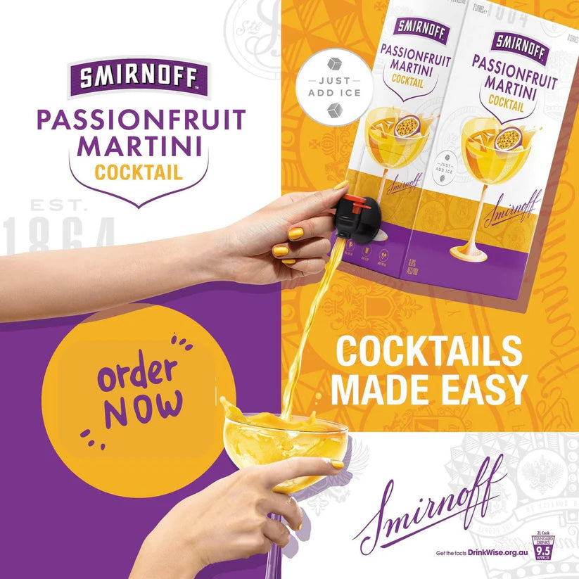 Smirnoff Passionfruit Martini Cocktail 2L